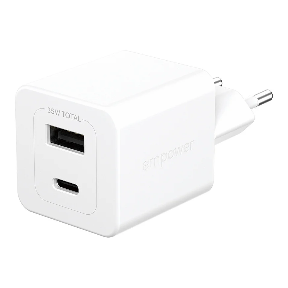 PanzerGlass empower  by   Turbo 35W Ladegaraet inkl  USB C   USB A   EU Anschluss   Silber Weiss Akkus Powerbanks & Kabel