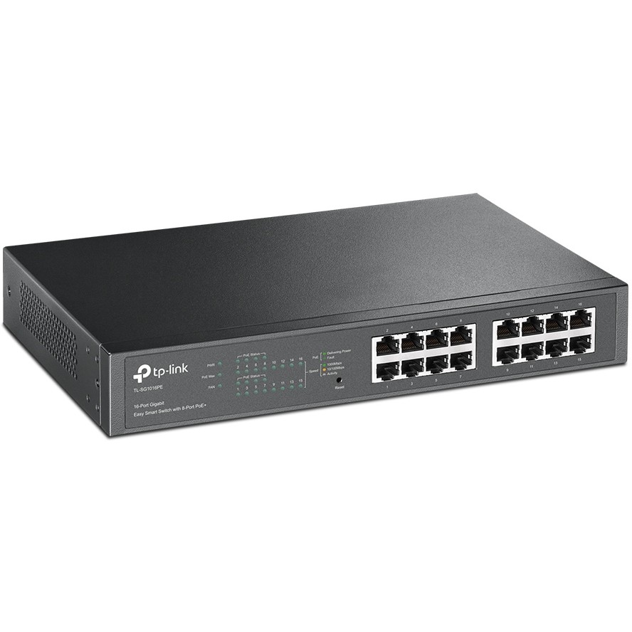 TP Link 16 Port Gigabit Easy Smart Switch mit 8 Port PoE  Netzwerk