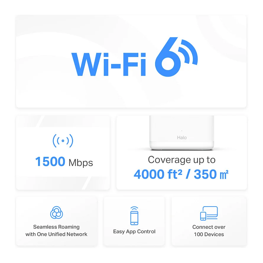 TP Link Mercusys WL Router Halo H60X Home Mesh WiFi System 2 Pack