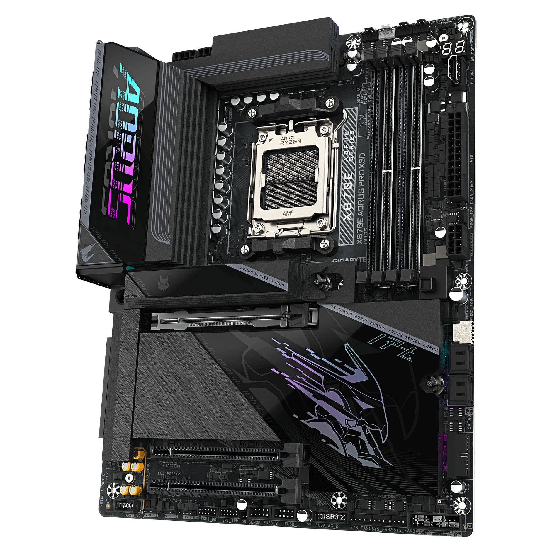 GIGABYTE X870E AORUS PRO X3D Mainboard   Unterstuetzt AMD Ryzen 9000 CPUs  digitales 18 2 2 Phasen VRM  bis zu 9000MHz DDR5  O C    2xPCIe 5 0   2xPCIe 4 0  Wi Fi 7  5GbE LAN  USB 4 PC-Komponenten