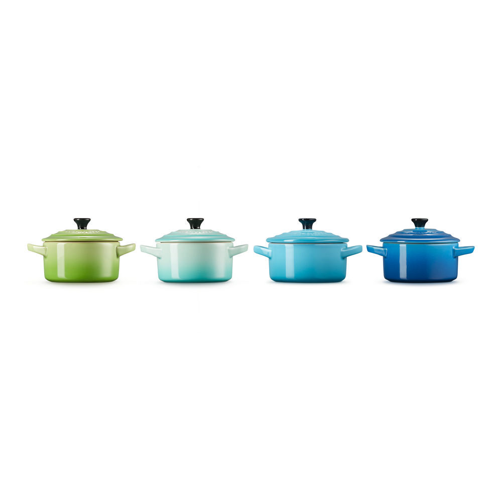 Le Creuset 4x1 Mini Braeterset m Deckel 10x5cm  Meeresbrise Kuechenkleingeraete