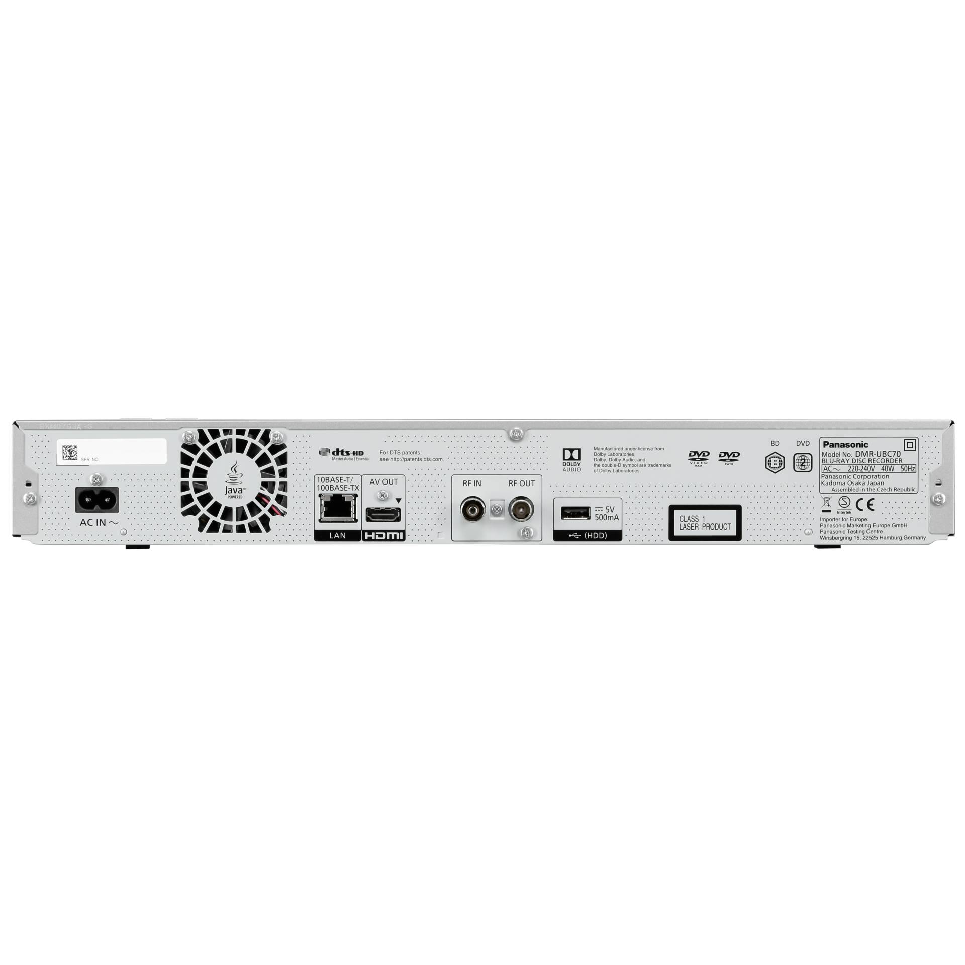 Panasonic Blu ray Player DMR UBS70EGS  UHD  500 GB  WLAN  HDMI  2x SAT Empfang  silver PC-Zubehoer