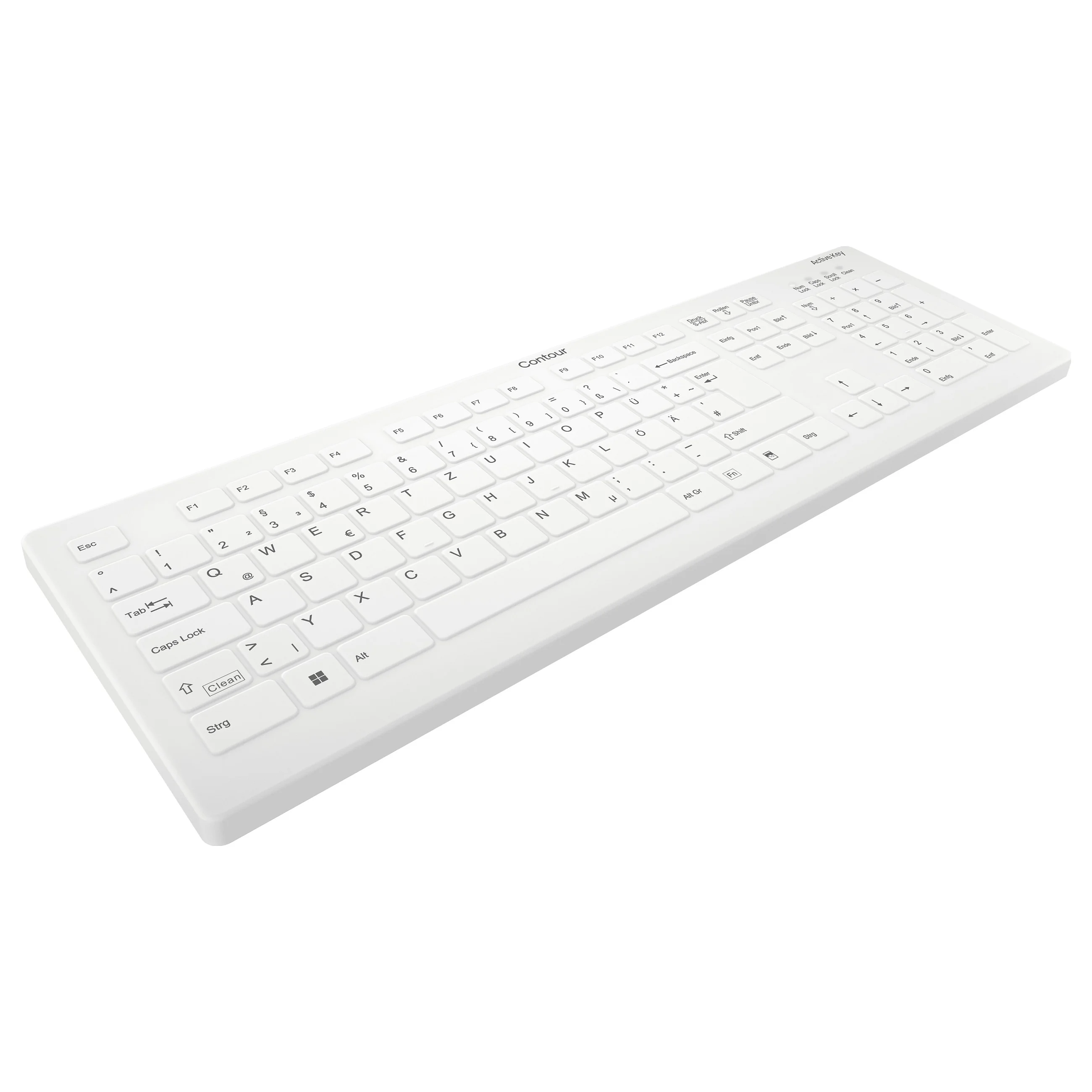 Contour Design Active Key Contour QuickClean Medizinische Tastatur Abnehmbare Abdeckung Full Size Kabellos Weiss DE C8112 Tastaturen & Maeuse