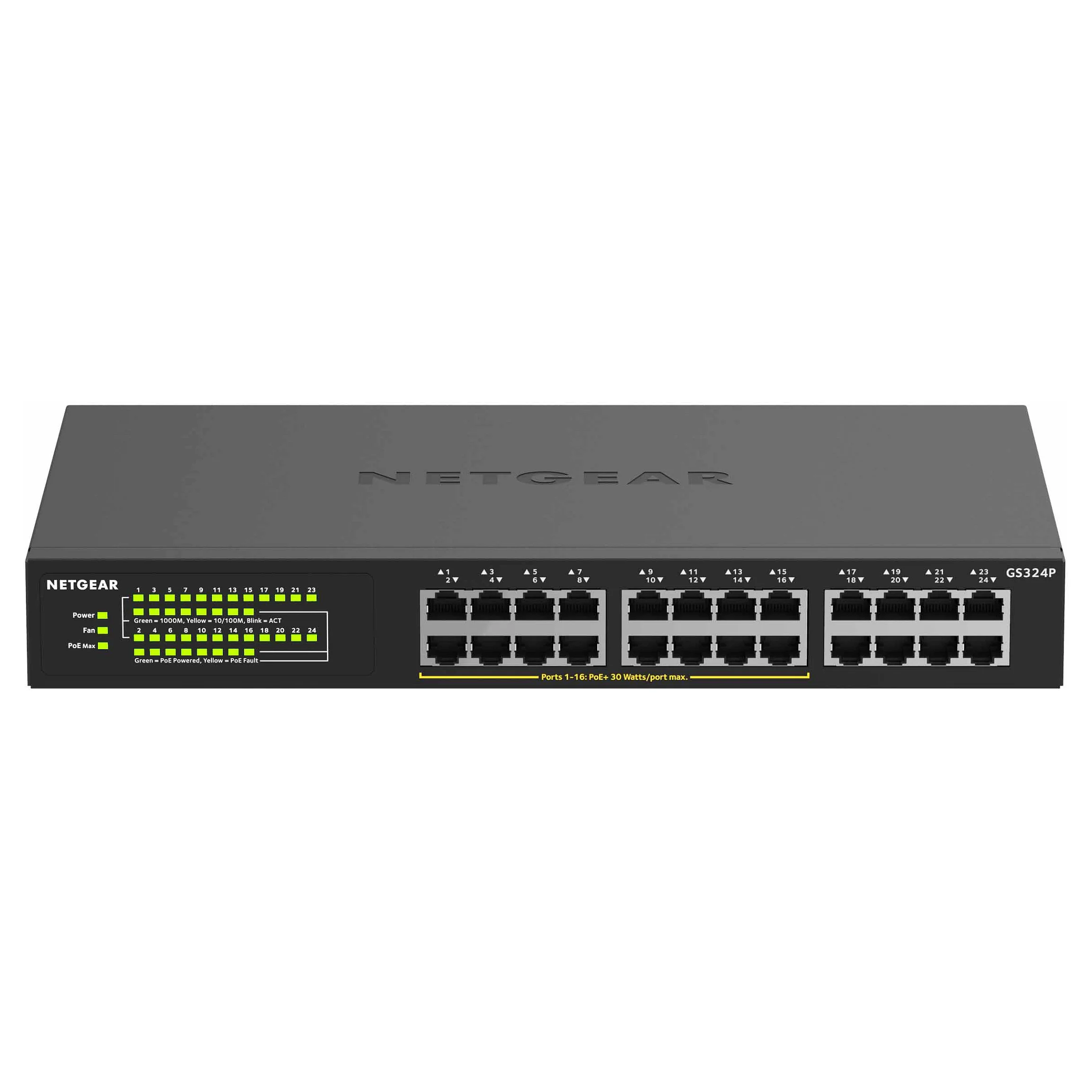NETGEAR GS324P Unmanaged Gigabit Ethernet  10 100 1000  Power over Ethernet  PoE  1U Schwarz Switches