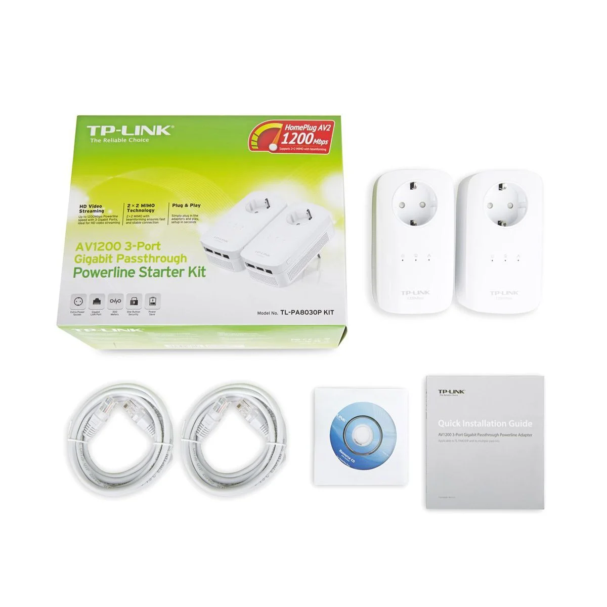 TP Link AV1300 Gigabit Powerline Adapter KIT mit Steckdose