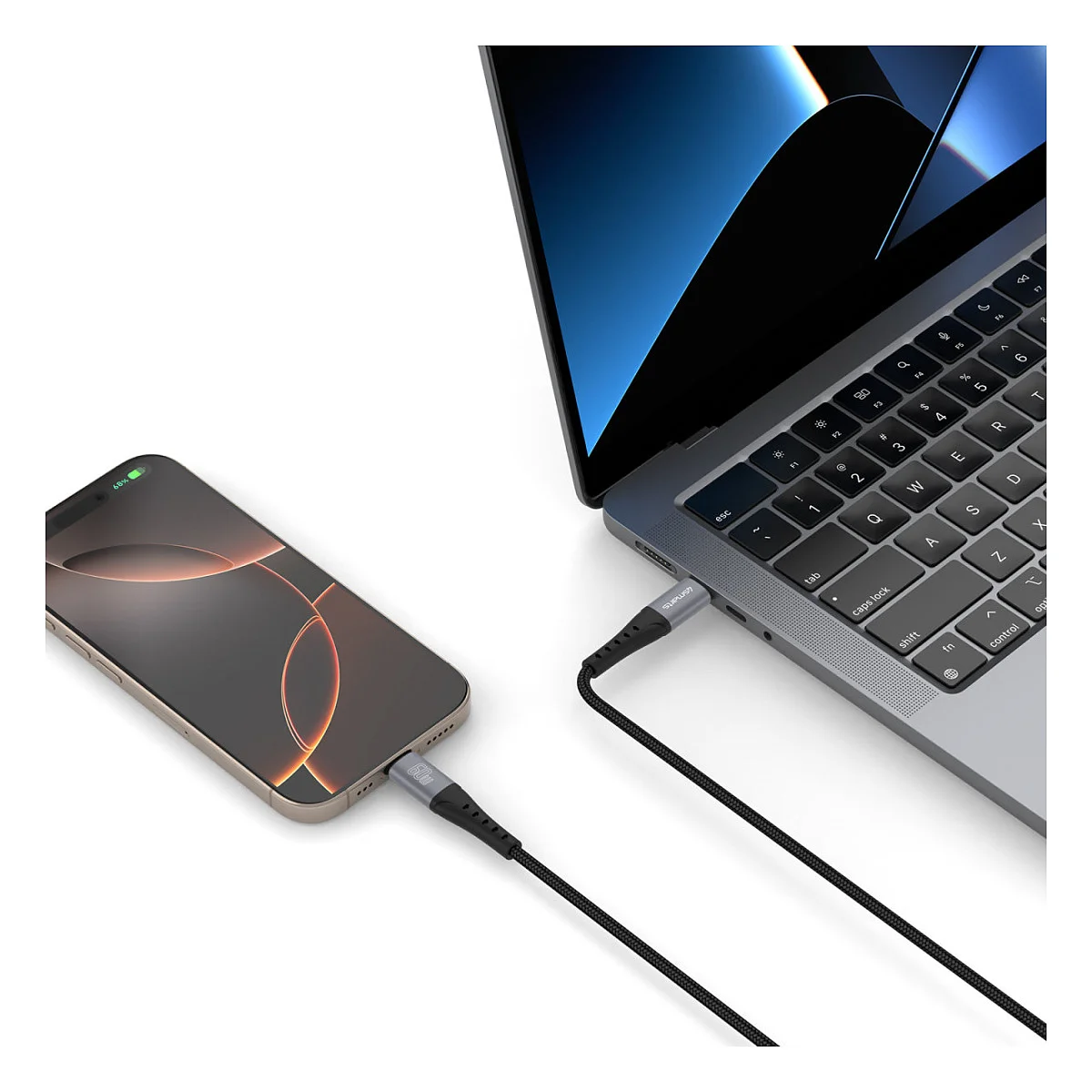 4SMARTS USB C Kabel PrimeCord 60W 1 5m  schwarz Notebook & Tablet Zubehoer