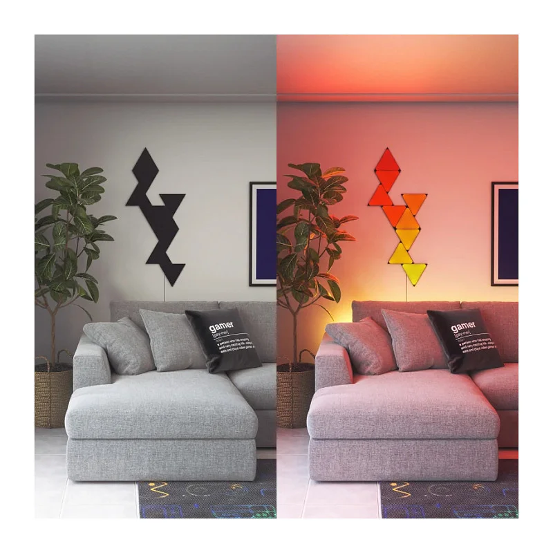 Nanoleaf Shapes Triangles Ultra Black Edition Starter Kit 9er Pack   Smarte LED Lichter   App Steuerung   Farbwechsel Dekoleuchten Smart Home Starter-Sets