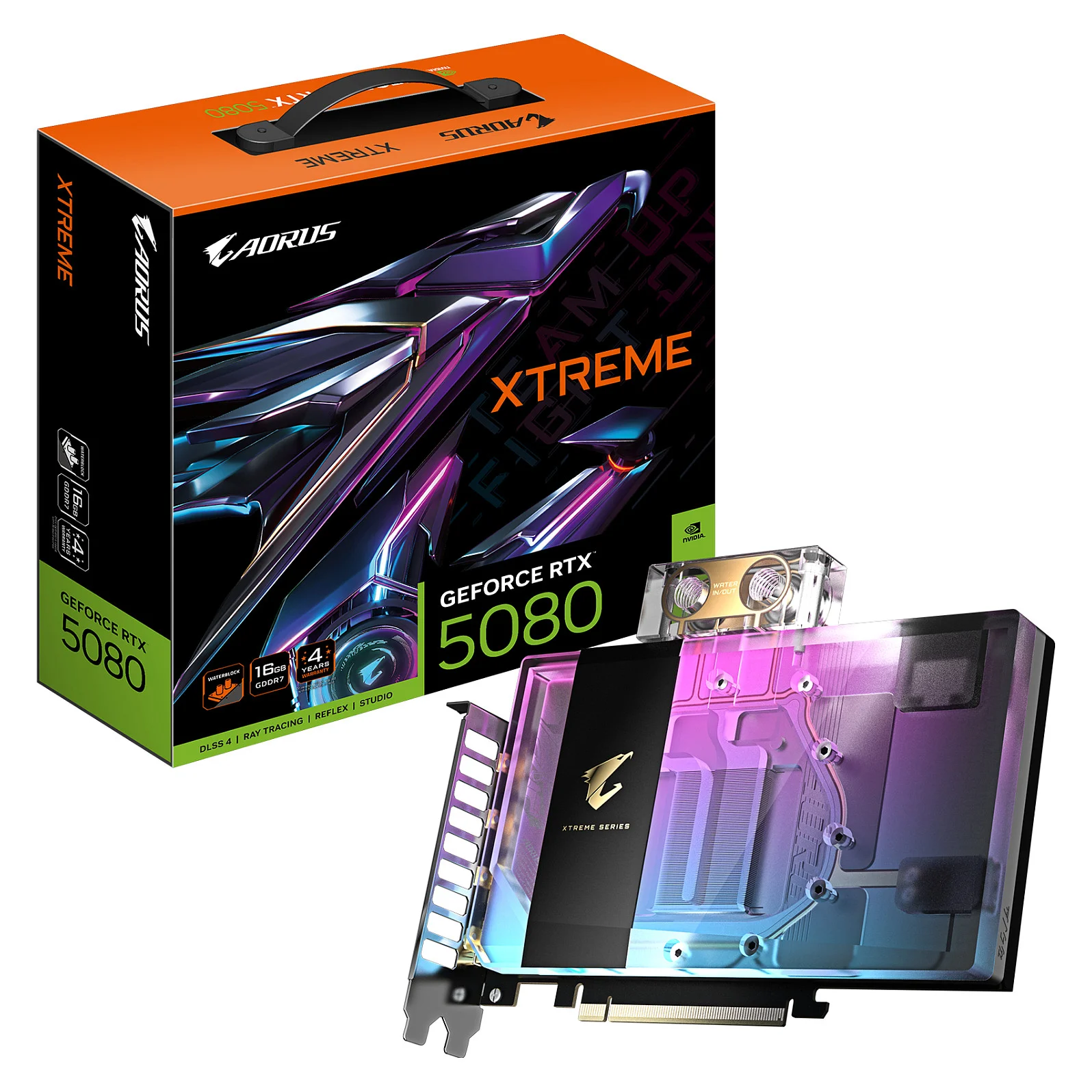 GIGABYTE AORUS GeForce RTX 5080 XTREME WATERFORCE WB 16G Grafikkarte   16GB GDDR7  256 Bit  PCI E 5 0  2805MHz Core Clock  3 x DP 2 1a  1 x HDMI 2 1b  NVIDIA DLSS 4  GV N5080AORUSX WB 16GD PC-Komponenten