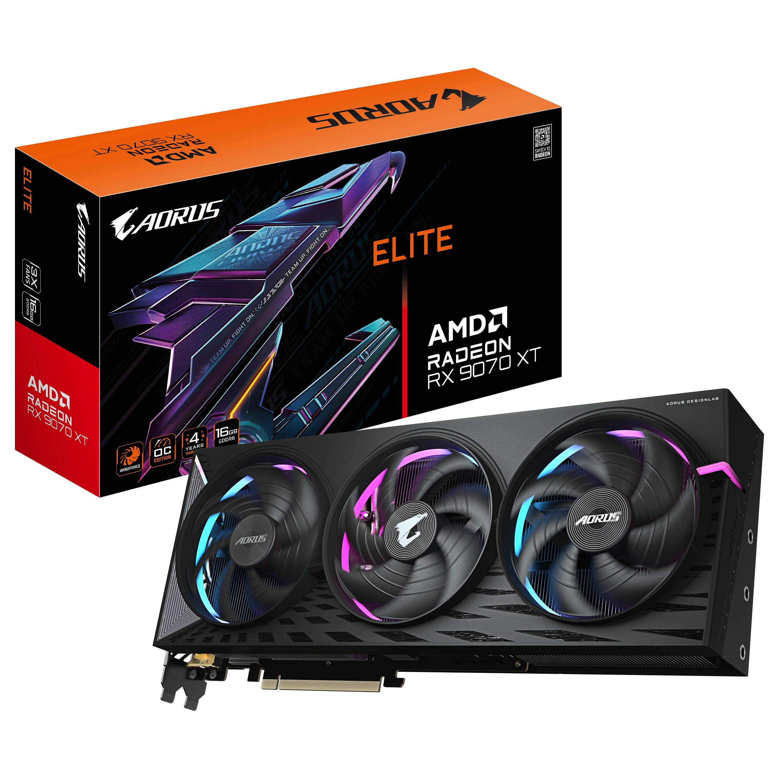 GIGABYTE AORUS Radeon RX 9070 XT ELITE 16G Grafikkarte   16 GB GDDR6  256 Bit  PCI E 5 0  3100 MHz Kernfrequenz  2 x DisplayPort  2 x HDMI  GV R9070XTAORUS E 16GD PC-Komponenten