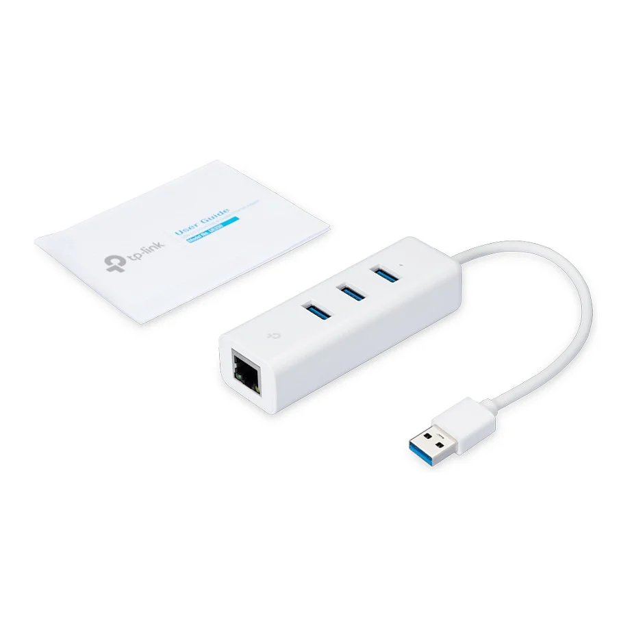 TP Link 3 Port USB3 0 Hub   Gigabit Ethernet Adapter Switches