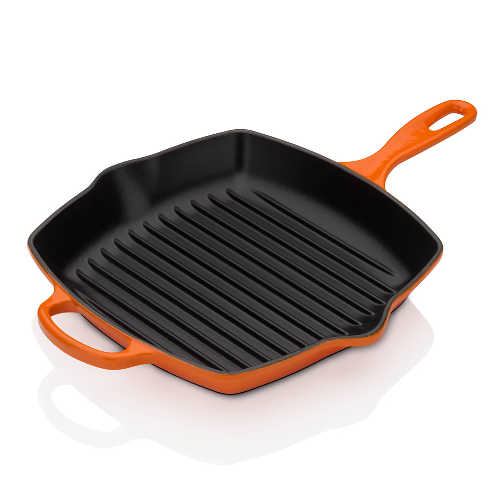 Le Creuset Grillpfanne Gusseisen Quad  Ofenrot 26 cm Speisenzubereitung