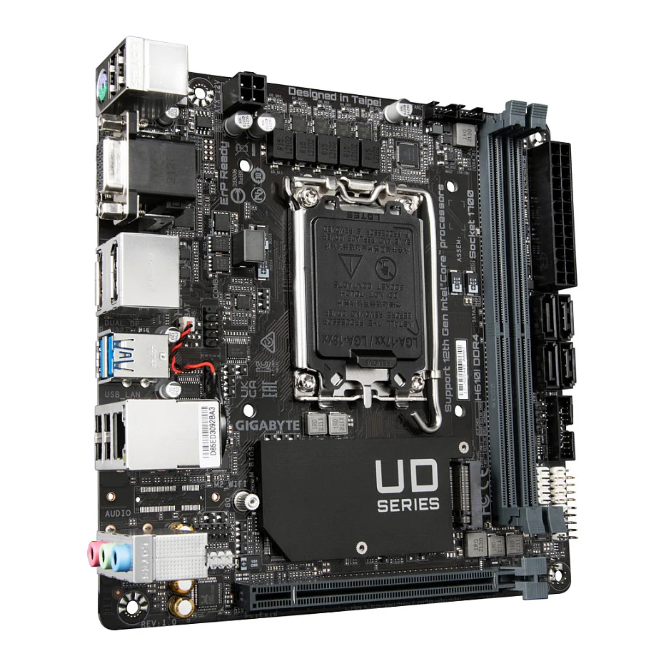 GIGABYTE H610I DDR4 Mainboard   Unterstuetzt Intel Core Prozessoren 14th CPUs  4 1 1 Hybrid Digital VRM  up to 3200MHz DDR4  1xPCIe 3 0 M 2  GbE LAN  USB 3 2 Gen 1 PC-Komponenten