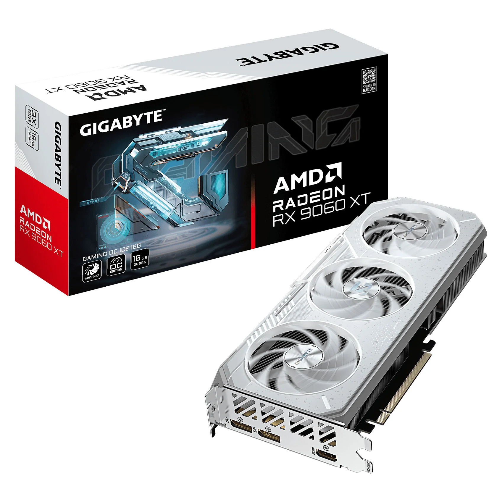 GIGABYTE GAMING Grafikkarte Radeon RX 9060 XT OC ICE 16G   16GB GDDR6  256bit  PCI E 5 0  3320 MHz Core Clock  2 x DisplayPort  1 x HDMI  GV R906XGAMINGOCICE 16GD PC-Komponenten