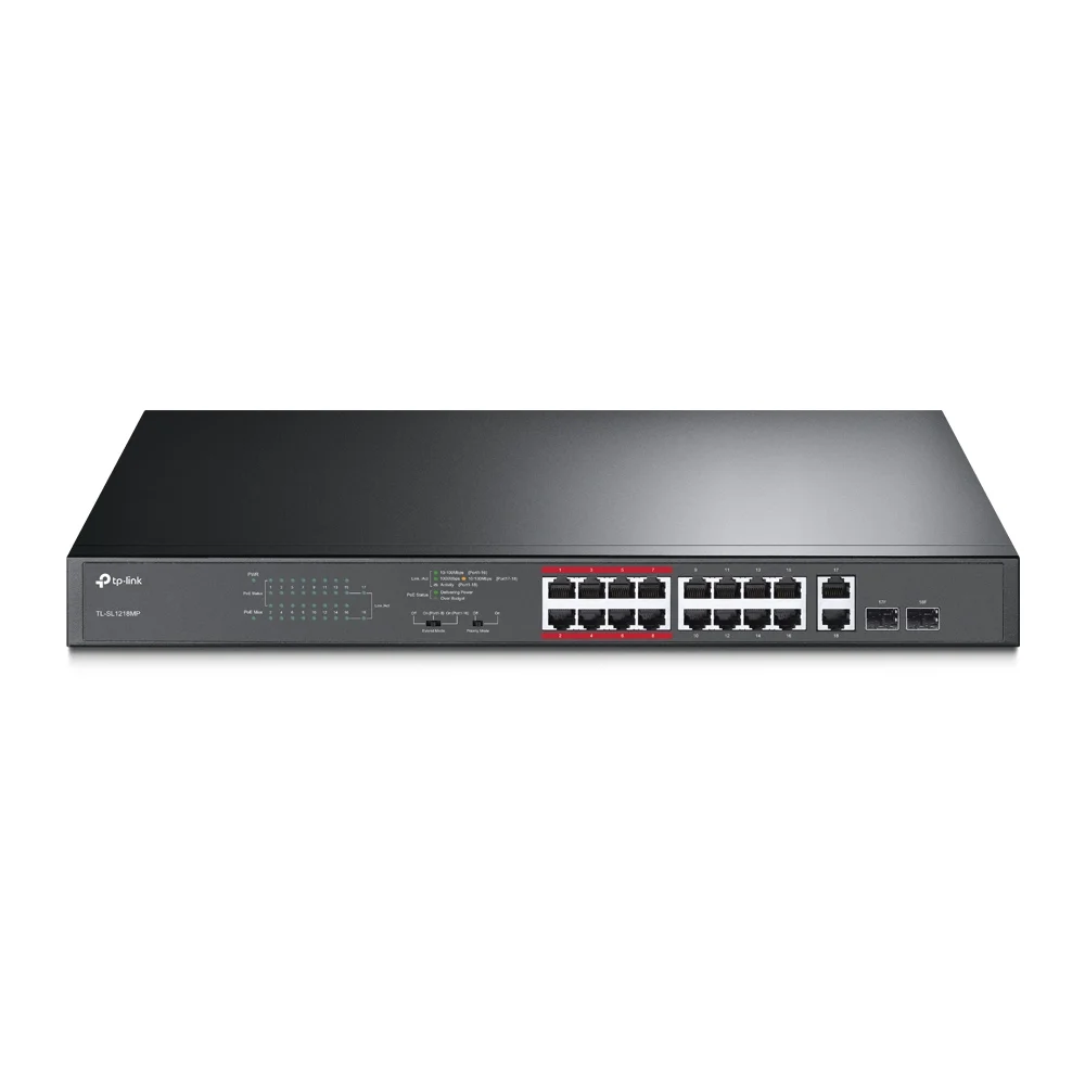TP Link TL SL1218MP Netzwerk Switch Unmanaged Fast Ethernet  10 100  Power over Ethernet  PoE  Schwarz Switches
