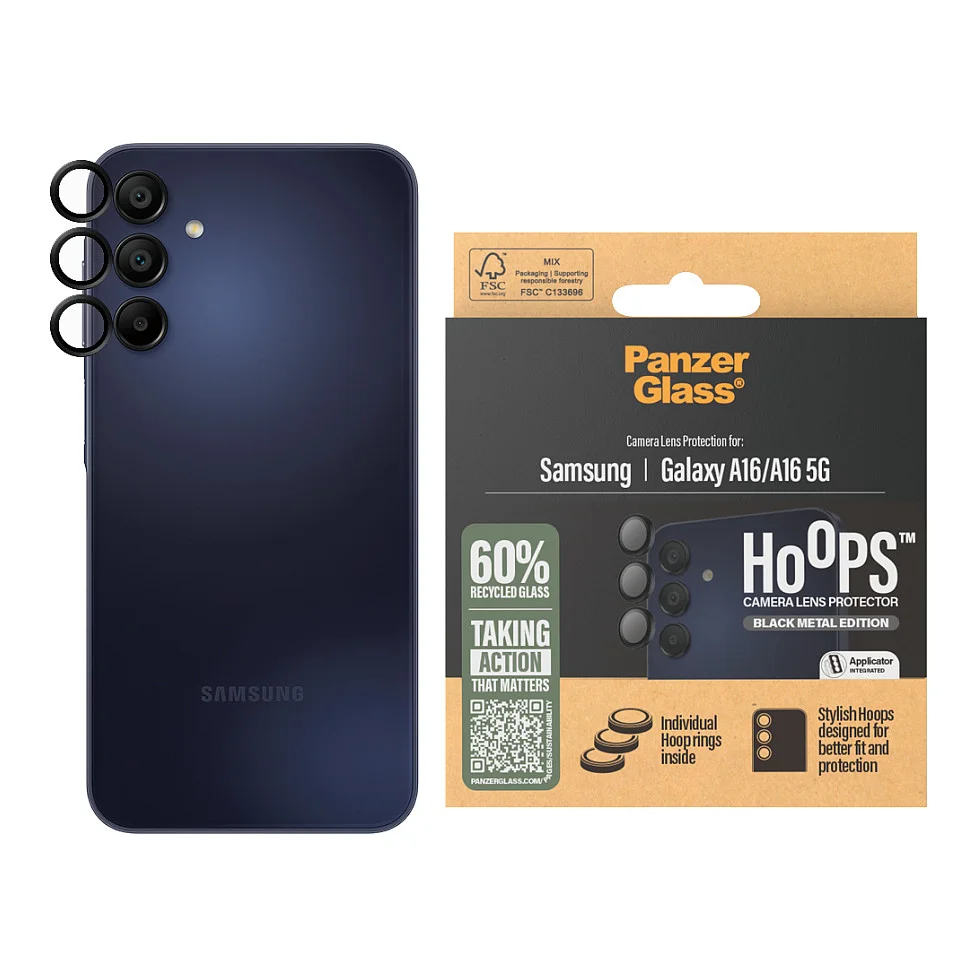 PanzerGlass   Hoops  Kameraschutz Schwarz Samsung Galaxy A16   A16 5G Notebook & Tablet Zubehoer