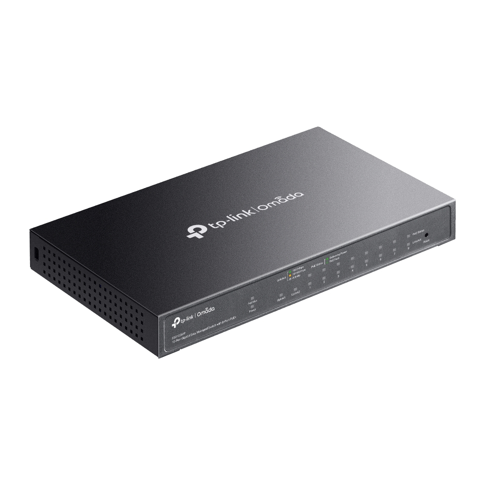 TP Link Omada ES210GMP Netzwerk Switch Managed Gigabit Ethernet  10 100 1000  Power over Ethernet  PoE  Schwarz Switches