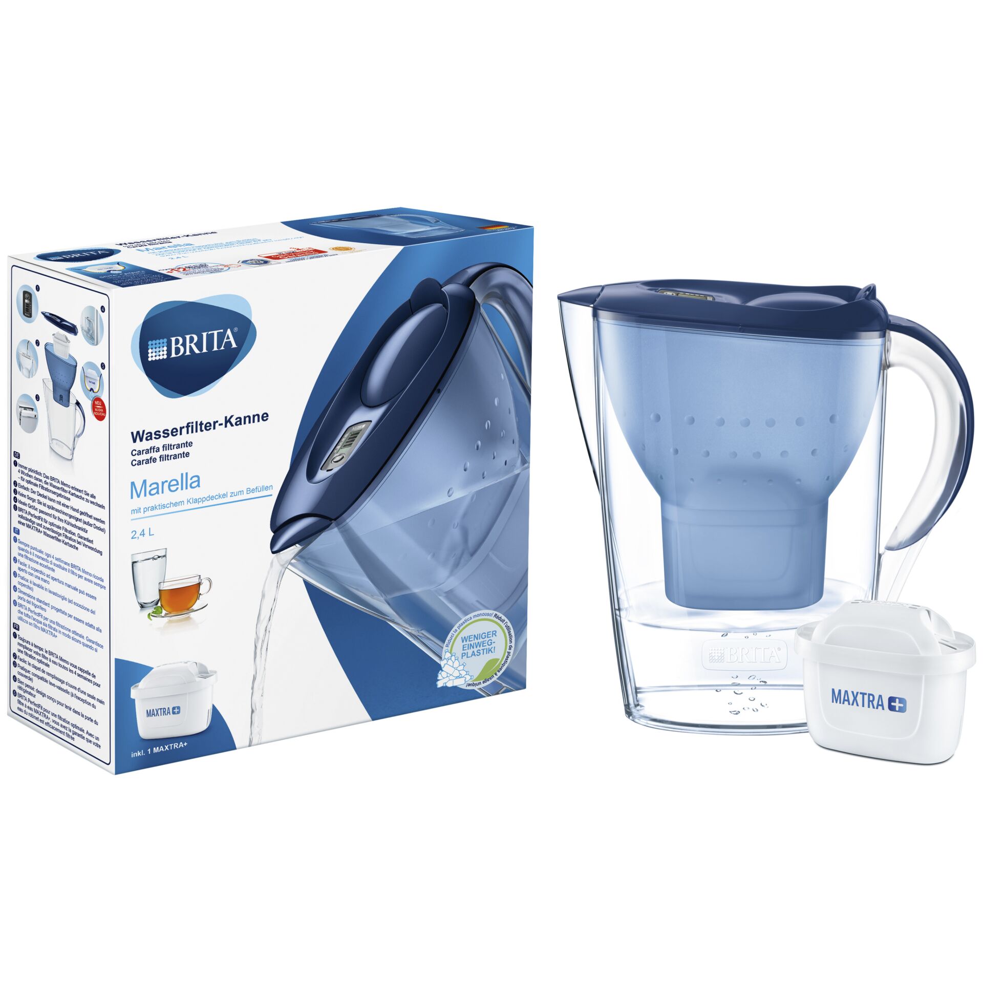Brita tischwasserfilter marella  blau  inkl  1 filter Kuechenkleingeraete