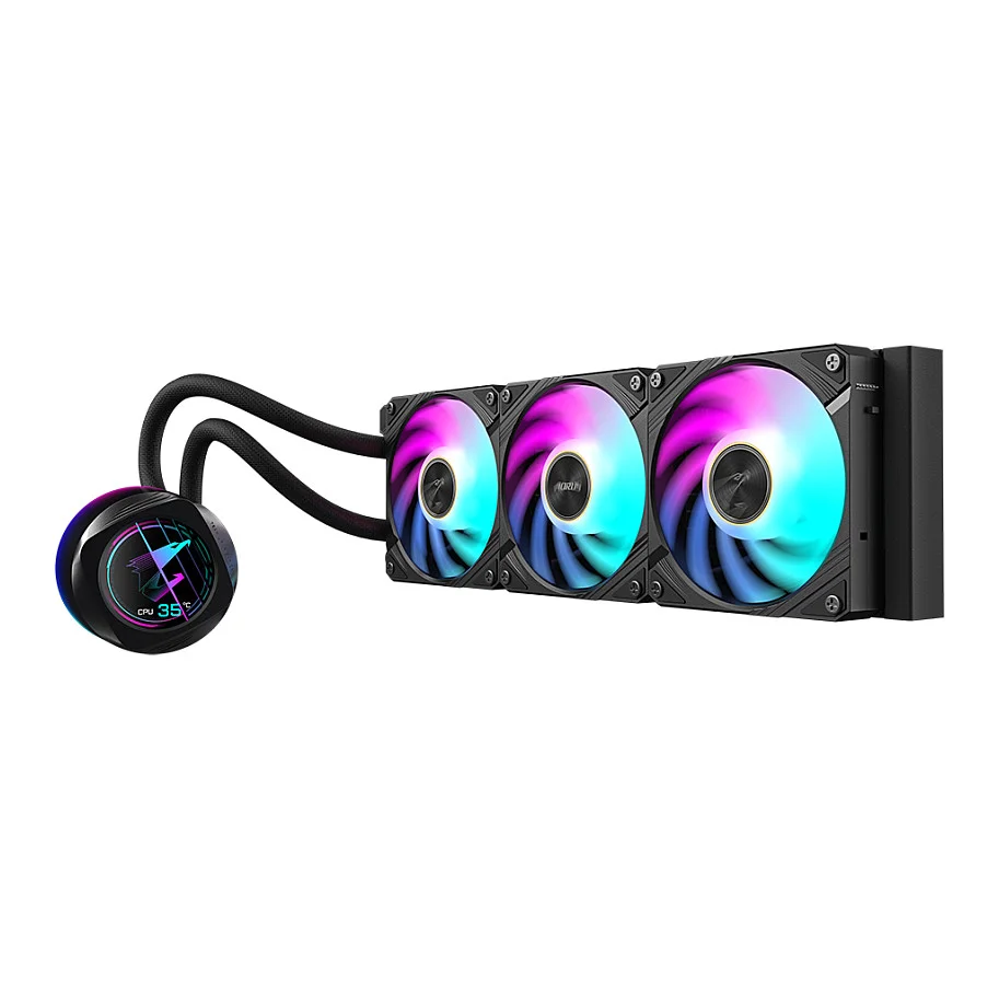 GIGABYTE AORUS WATERFORCE X II 360 AIO Fluessigkeits CPU Kuehler   3x120mm ARGB Luefter  Vollfarb LCD  DAISY CHAIN  kompatibel mit Intel LGA 1851 und AMD AM5 PC-Zubehoer