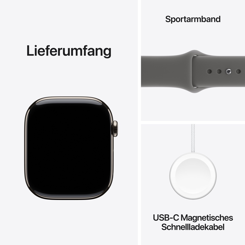 Apple Watch S11 Titan Natur Cellular 42mm  Sportarmband steingrau  S M Smartwatches & Fitnesstracker