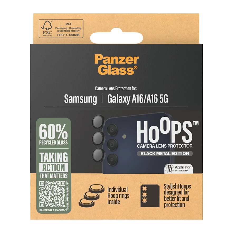 PanzerGlass   Hoops  Kameraschutz Schwarz Samsung Galaxy A16   A16 5G Notebook & Tablet Zubehoer