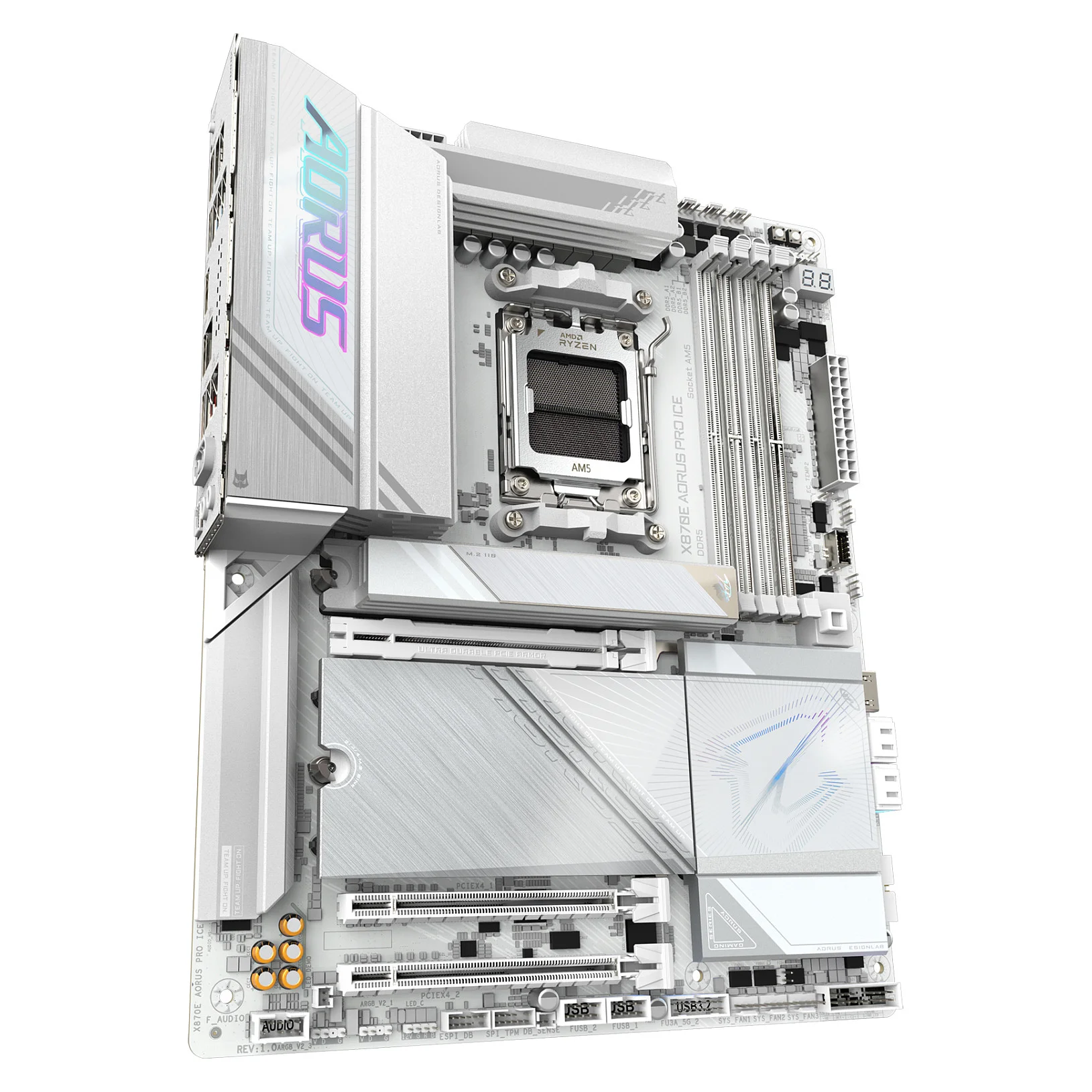 GIGABYTE X870E AORUS PRO ICE Motherboard   Unterstuetzt AMD Ryzen 9000 CPUs  16 2 2 Phasen Digital VRM  bis zu 8000MHz DDR5  OC   3xPCIe 5 0   1xPCIe 4 0  Wi Fi 7  2 5GbE LAN  USB 4 PC-Zubehoer