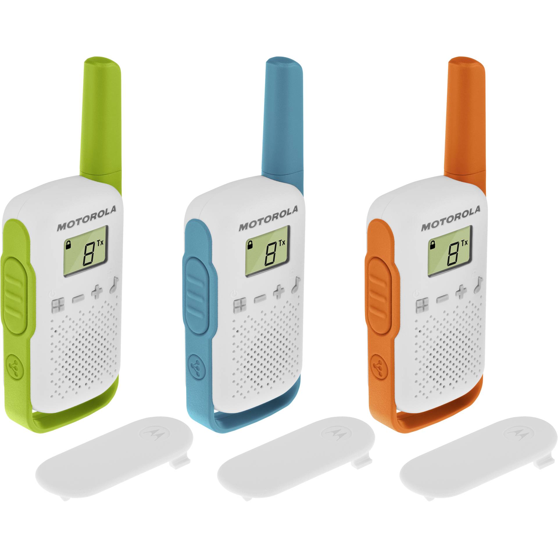 Motorola T42 Funksprechgeraet 16 Kanaele Blau  Gruen  Orange  Weiss Video & Audio