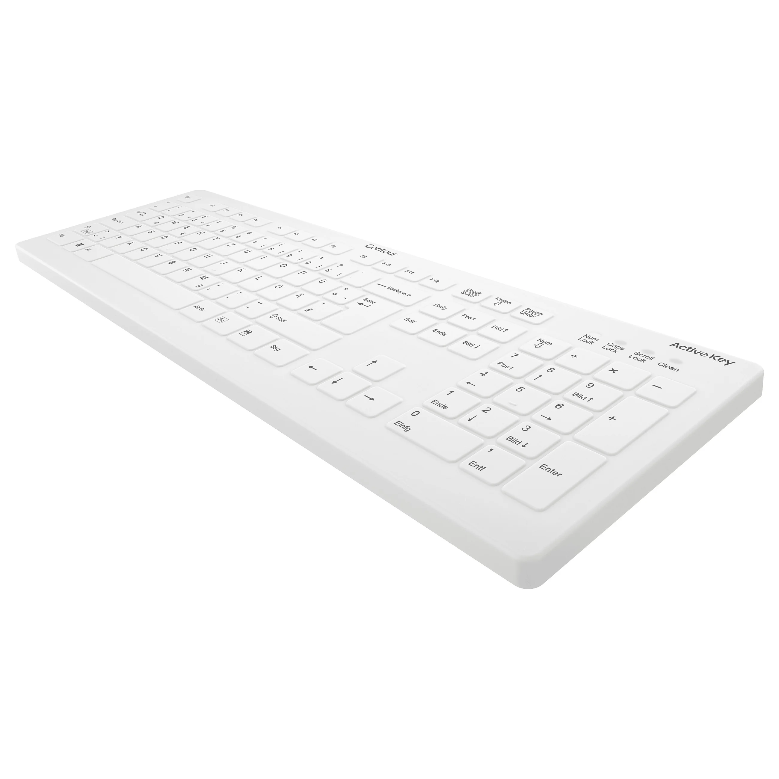 Contour Design Active Key Contour QuickClean Medizinische Tastatur Abnehmbare Abdeckung Full Size Kabellos Weiss DE C8112 Tastaturen & Maeuse