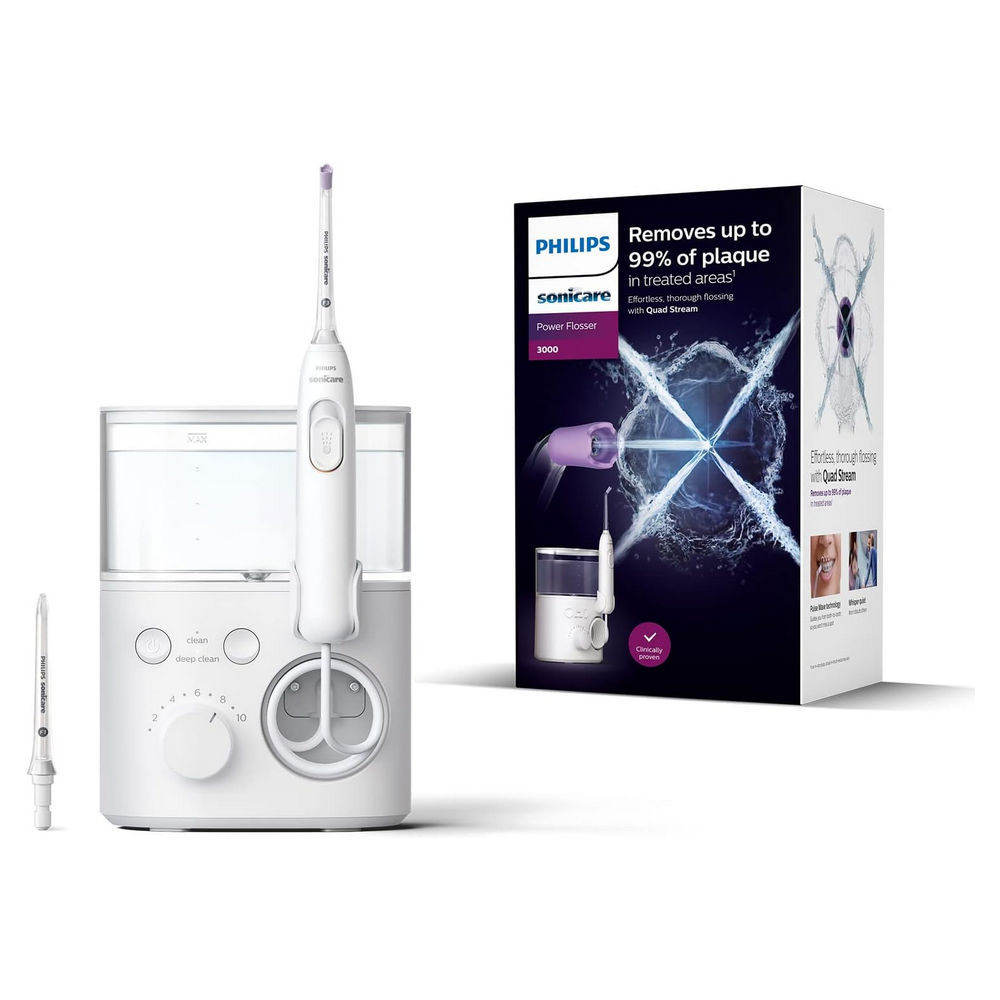 Philips Munddusche Power Flosser Set 3000 HX3711 20  weiss Zahnpflege