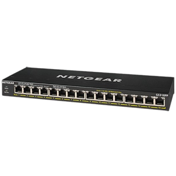 NETGEAR GS316PP Unmanaged Gigabit Ethernet  10 100 1000  Power over Ethernet  PoE  Schwarz Netzwerk