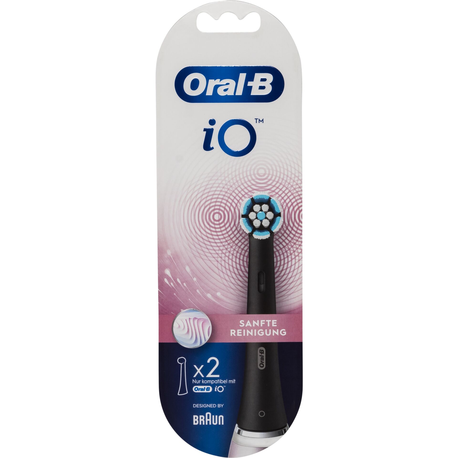 Oral B iO Aufsteckbuersten Sanfte Reinigung BLACK 2er Zahnpflege