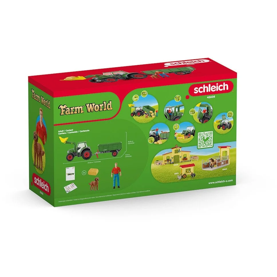 Schleich Farm World 42608 Traktor mit Anhaenger Spielfiguren