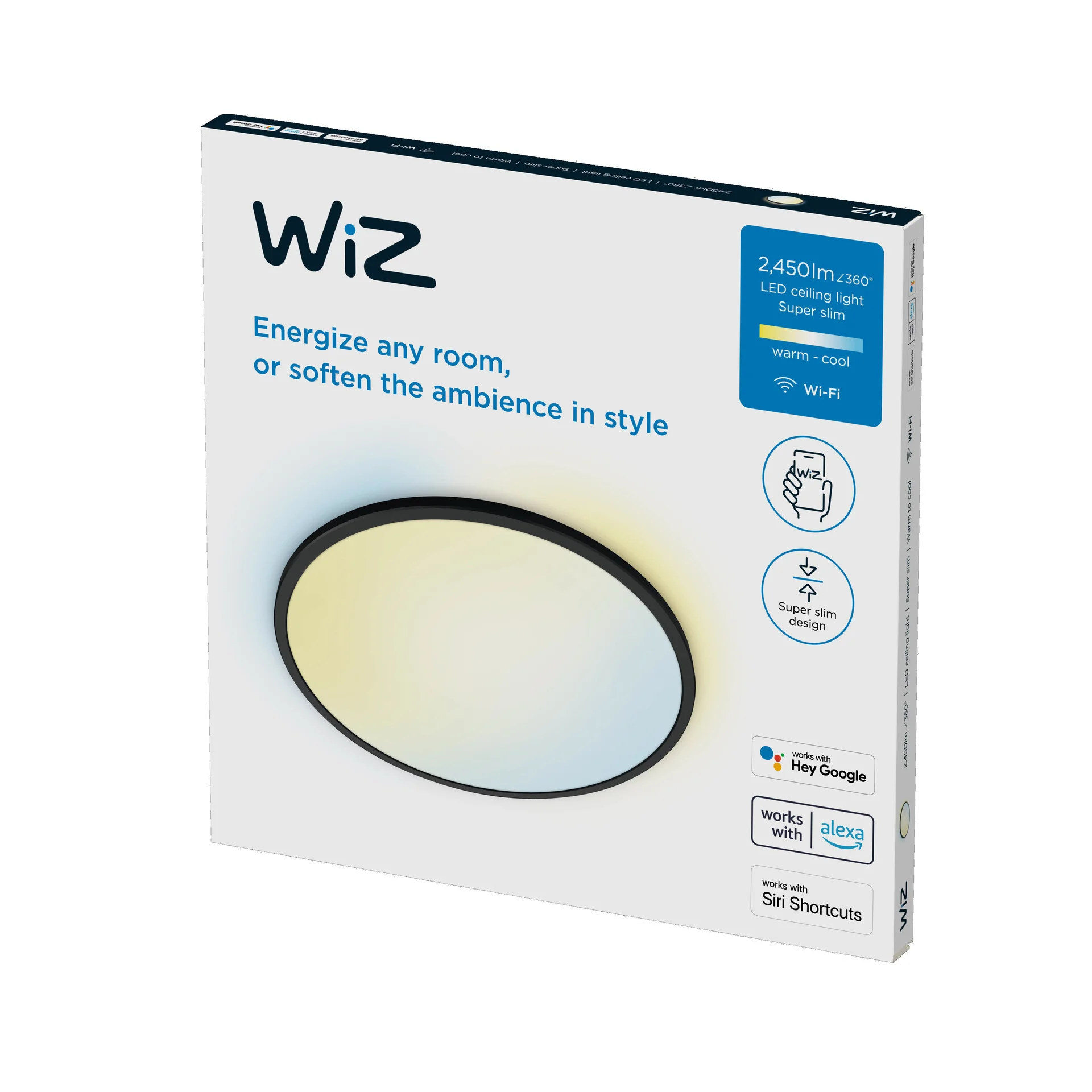 WiZ SuperSlim Deckenleuchte Tunable White 2450lm Schwarz Deckenleuchten