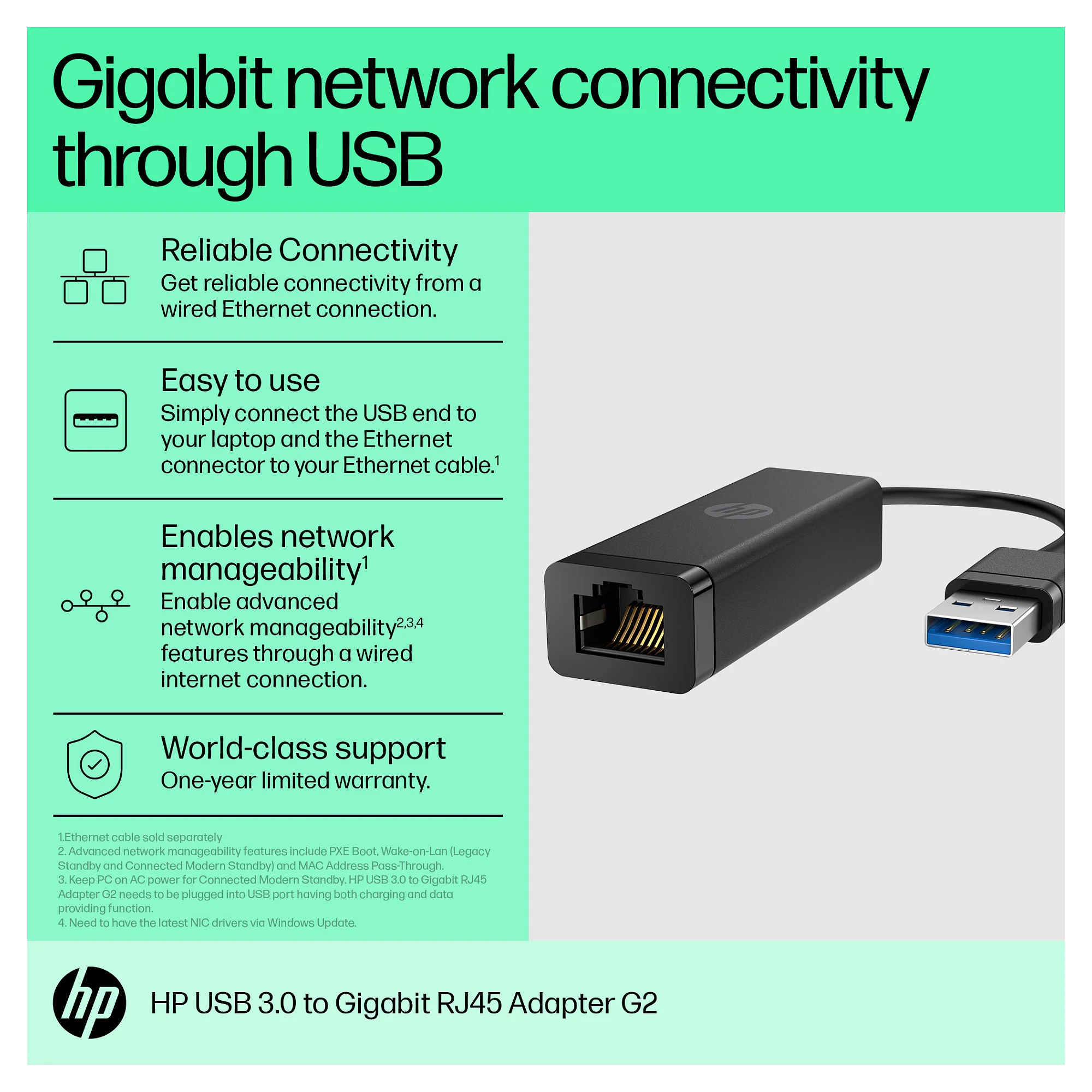 HP USB 3 0 zu Gigabit LAN Adapter Notebook & Tablet Zubehoer