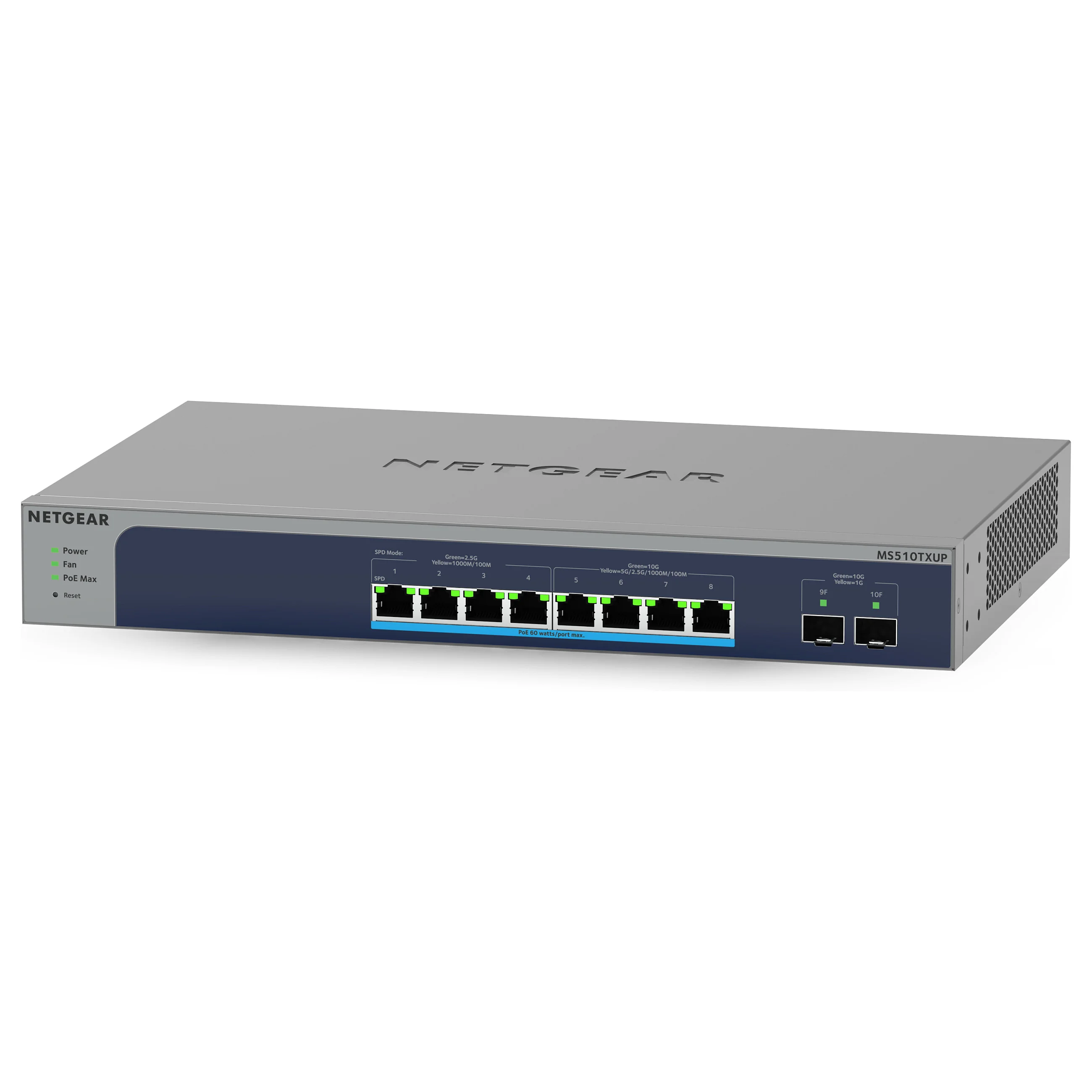 NETGEAR MS510TXUP Netzwerk Switch Managed L2 L3 L4 10G Ethernet  100 1000 10000  Power over Ethernet  PoE  Grau  Blau Switches