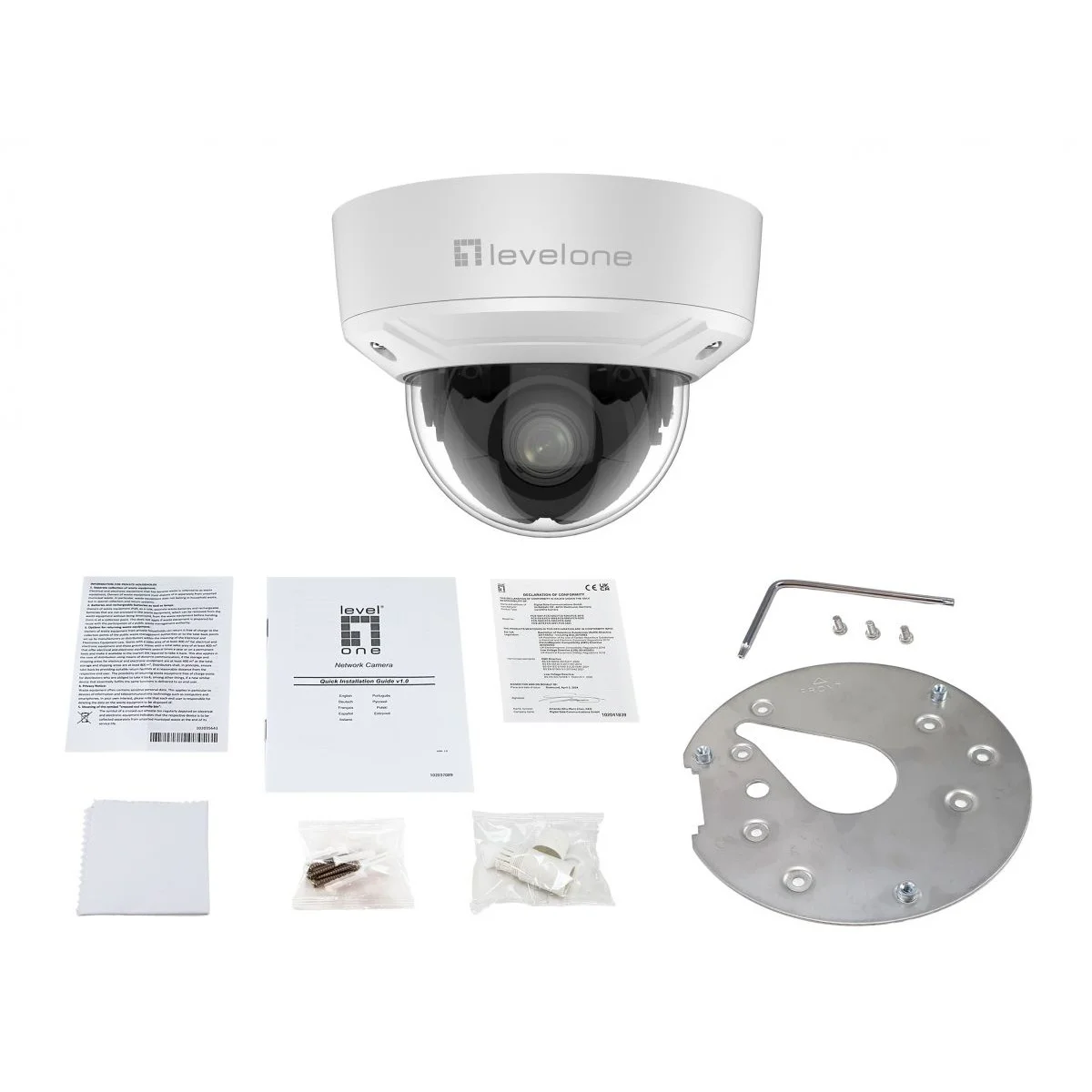 Level One IPCam FCS 3461 Dome Out 2MP H 265 IR 10W PoE Netzwerk