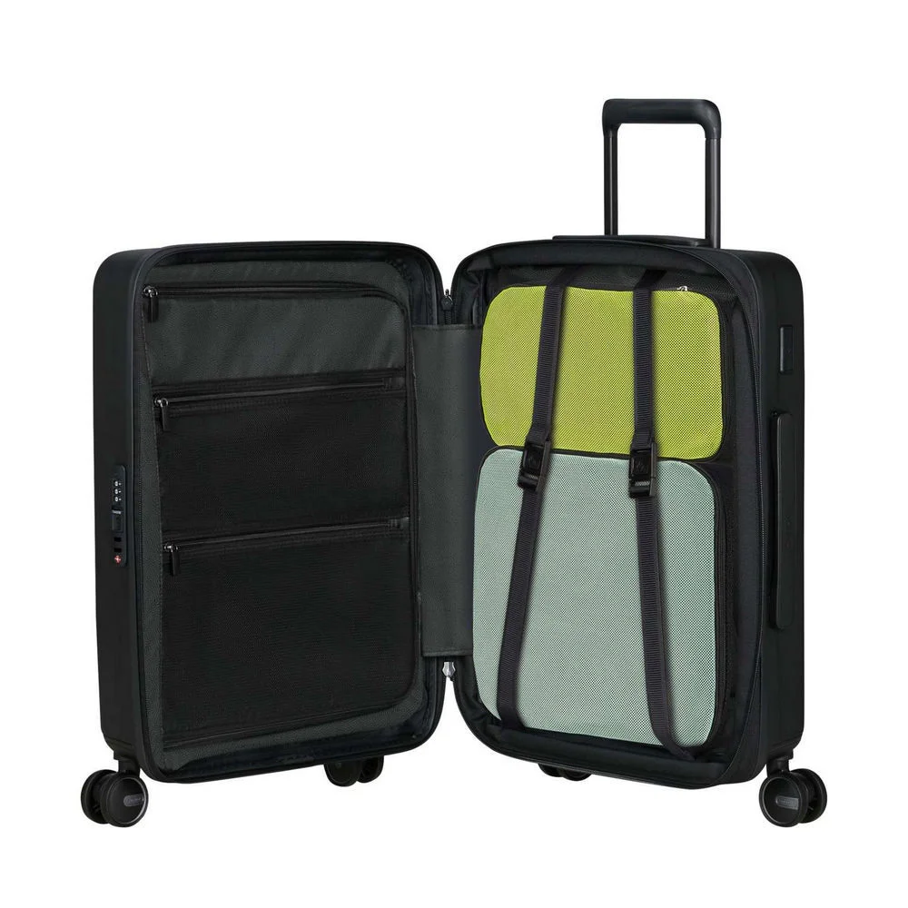 SAMSONITE 4 Rollen Bordtrolley RESTACKD mit Packwuerfel S M  55 cm  black Taschen & Rucksaecke