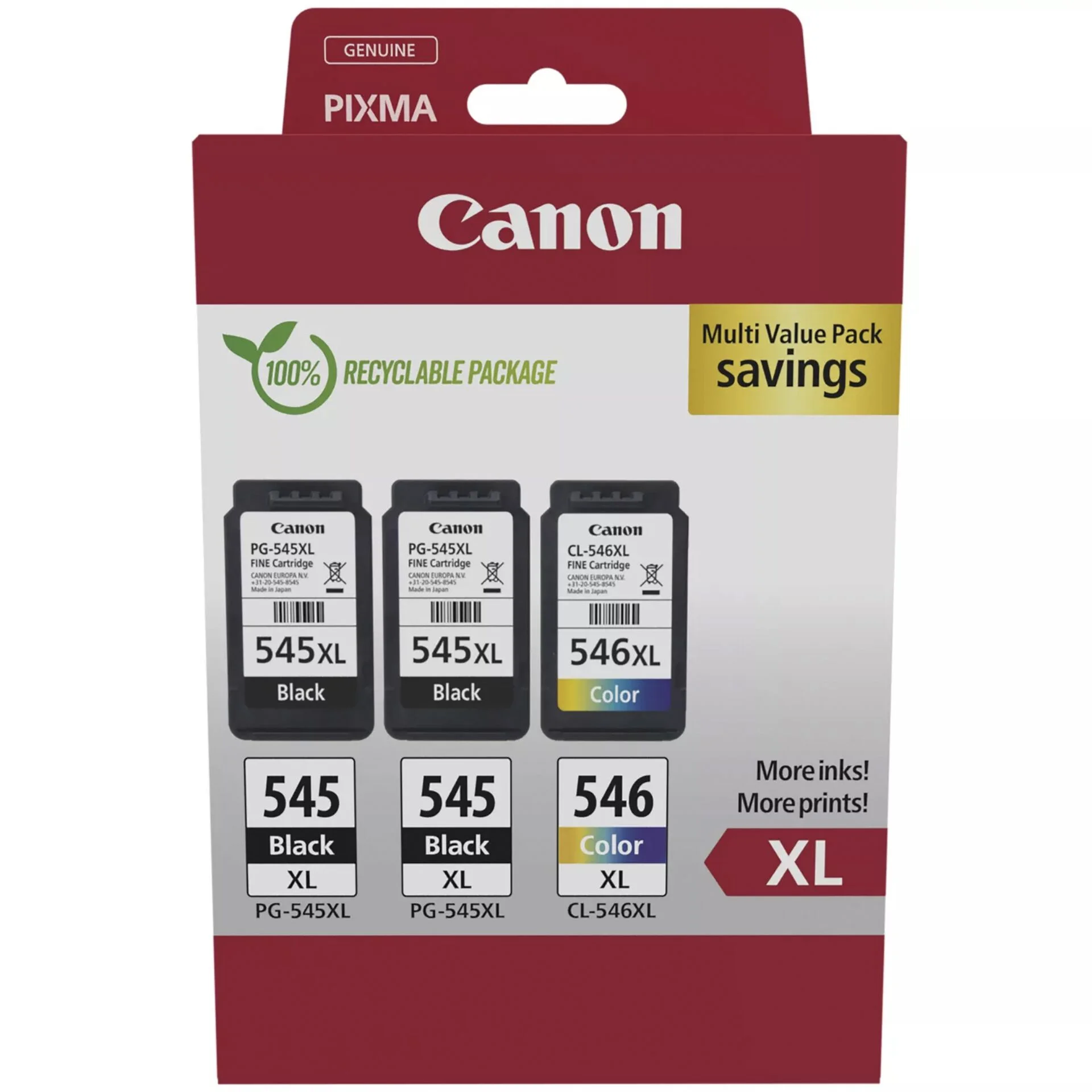 Canon Tinte PG 545XL CL 546XL 8283B013 3er Multipack  2xBK Color  Drucker & Scanner