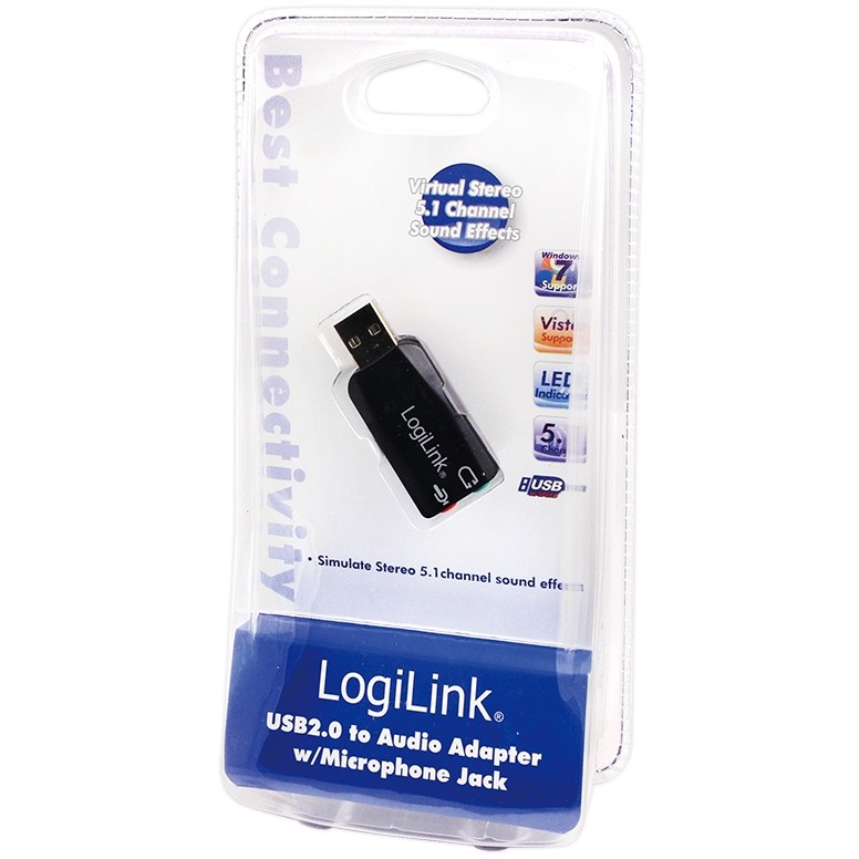 LogiLink USB 2 0 Soundkarte mit Virtual 3D Soundeffekt PC-Zubehoer