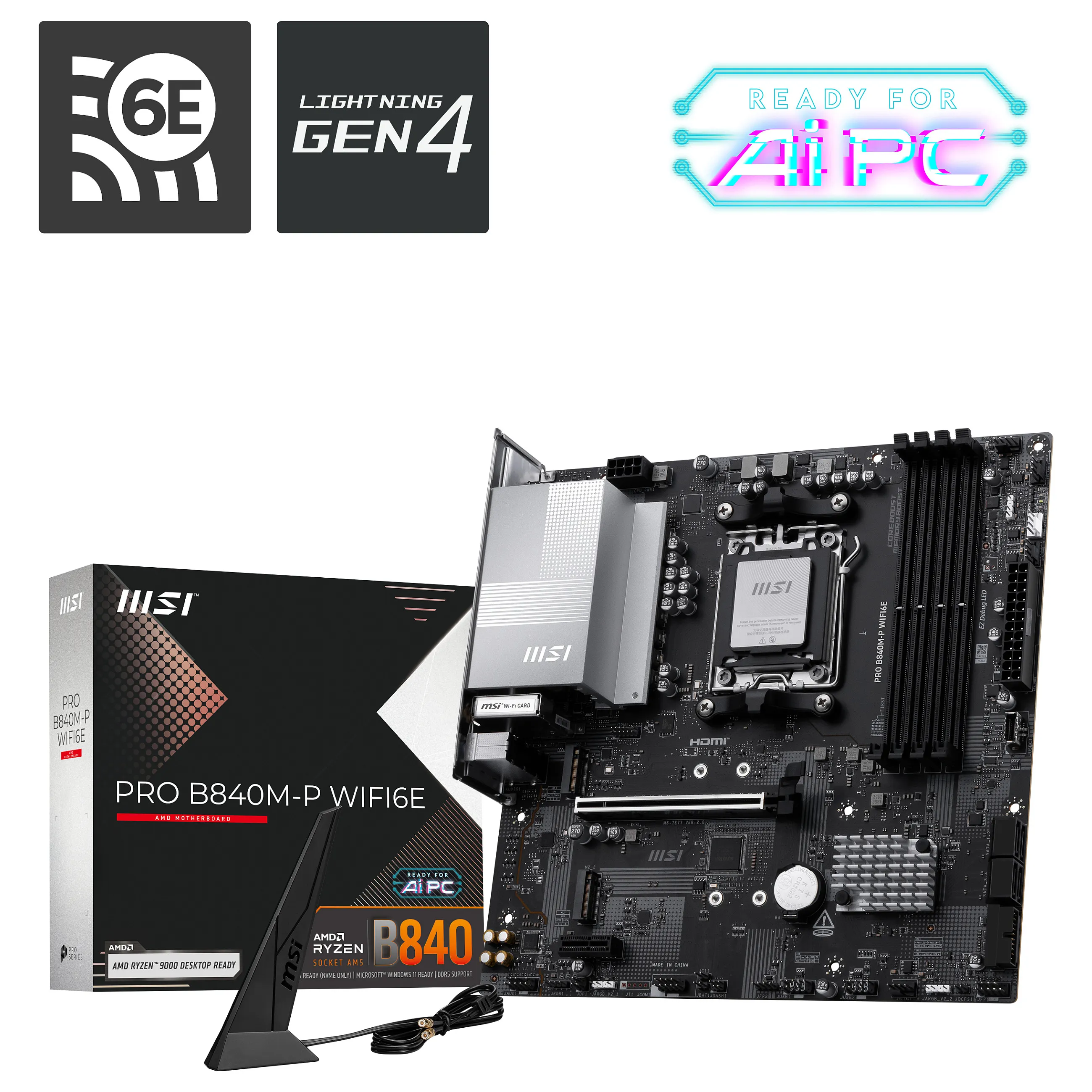 MSI PRO B840M P WIFI6E Motherboard AMD B840 Sockel AM5 micro ATX PC-Zubehoer