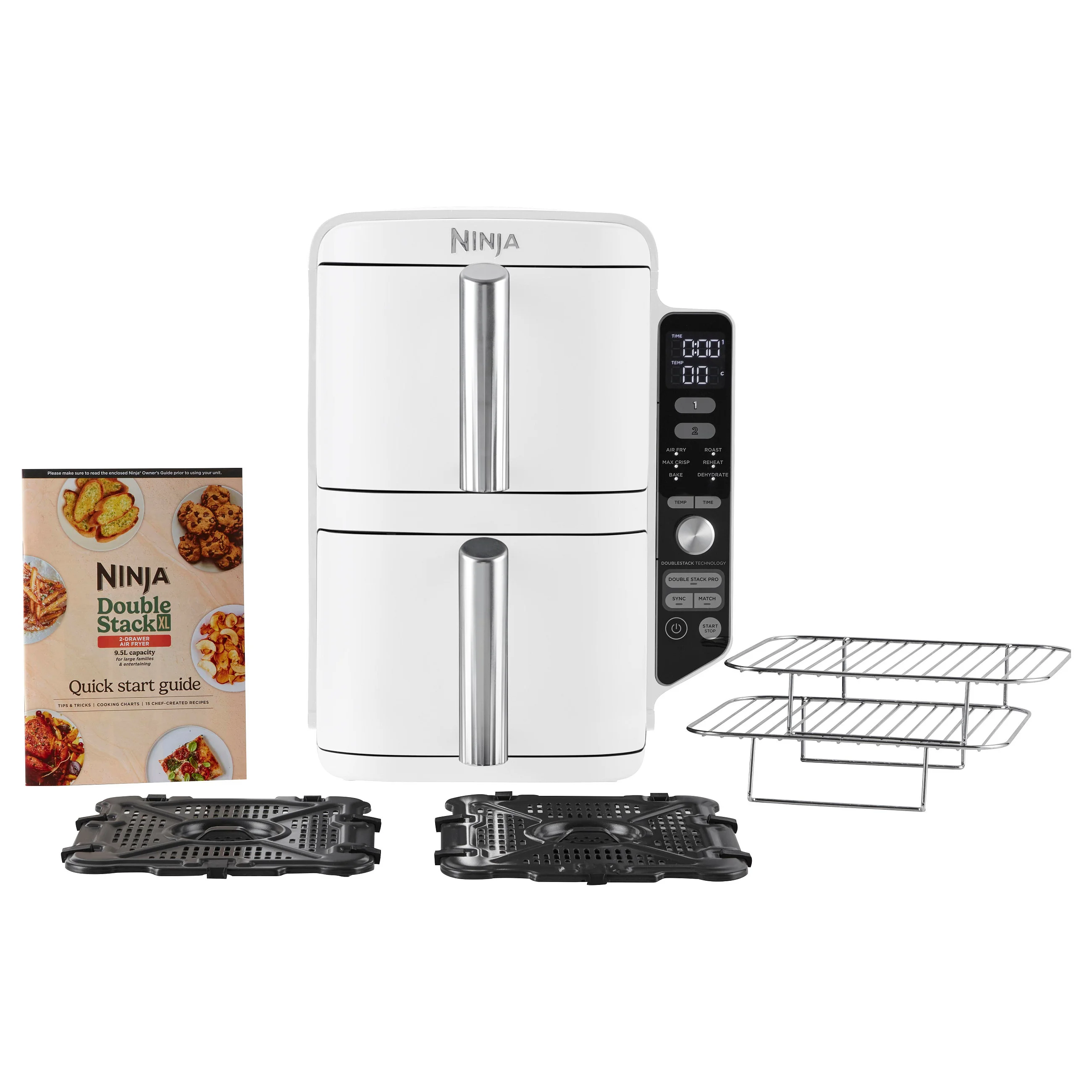 Ninja SL400EUWH Double Stack XL 9 5L Heissluftfritteuse Weiss Kuechenkleingeraete