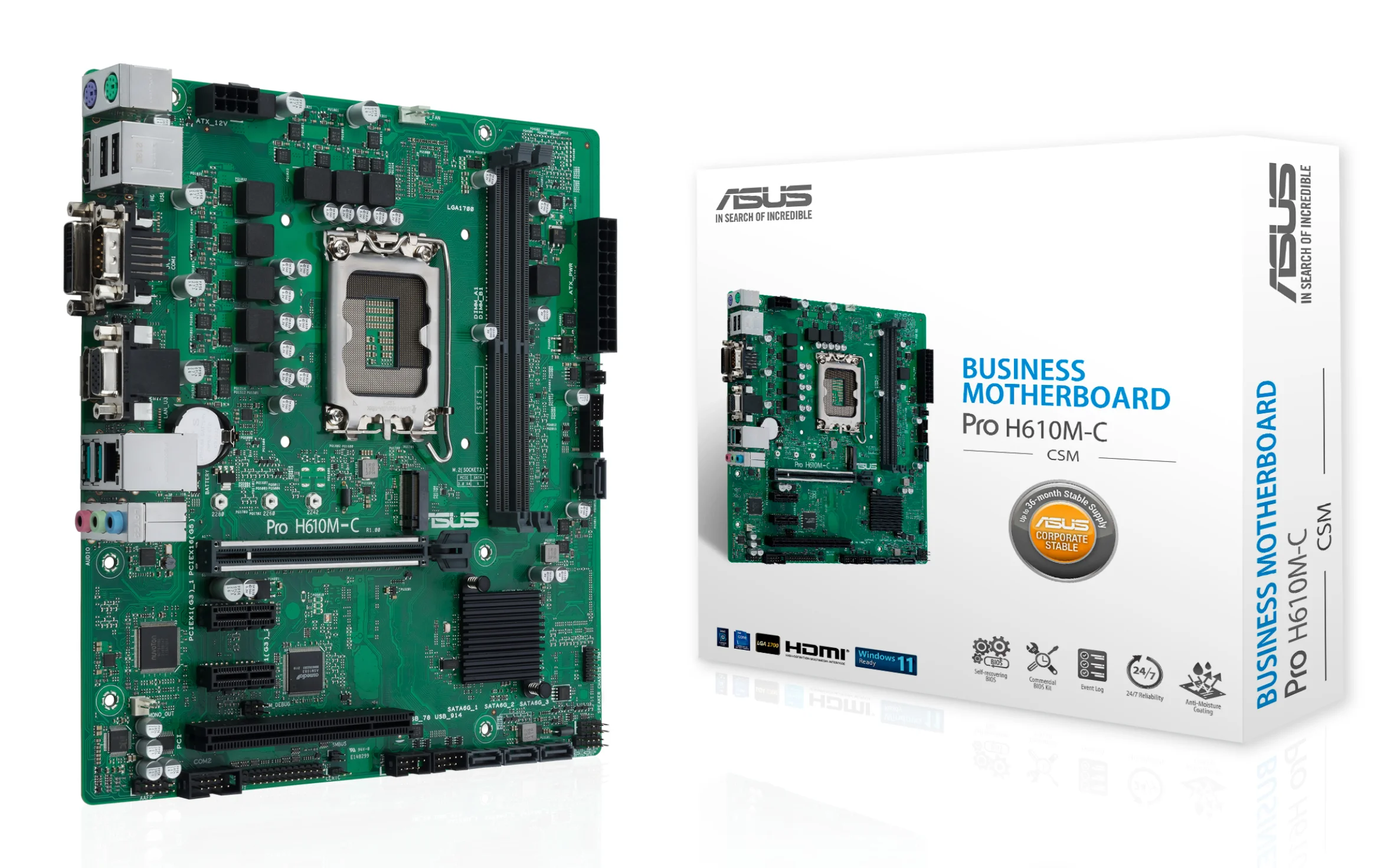 ASUS PRO H610M C CSM S1700 DDR5 DP HDMI DVI VGA PCI 24 7 PC-Zubehoer