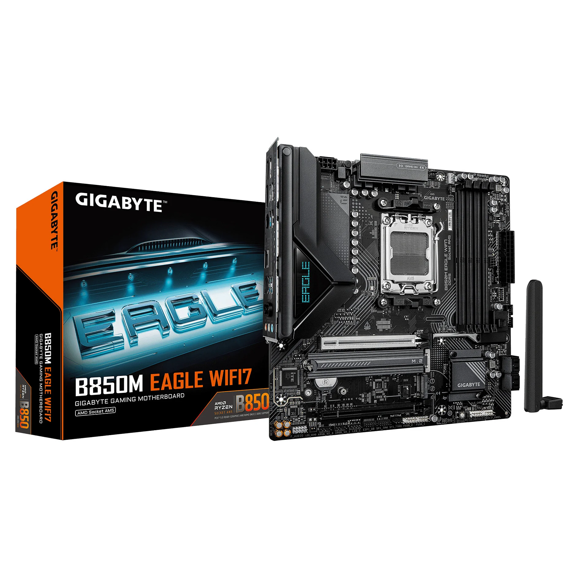 GIGABYTE B850M EAGLE WIFI7 Mainboard   AMD Ryzen 9000 Series CPUs  digitales 8 2 2 Phasen VRM  bis zu 8200 MHz DDR5  O C    1  PCIe 5 0 M 2   1  PCIe 4 0 M 2  Wi Fi 7  2 5 GbE LAN  USB 3 2 Gen 2 PC-Komponenten